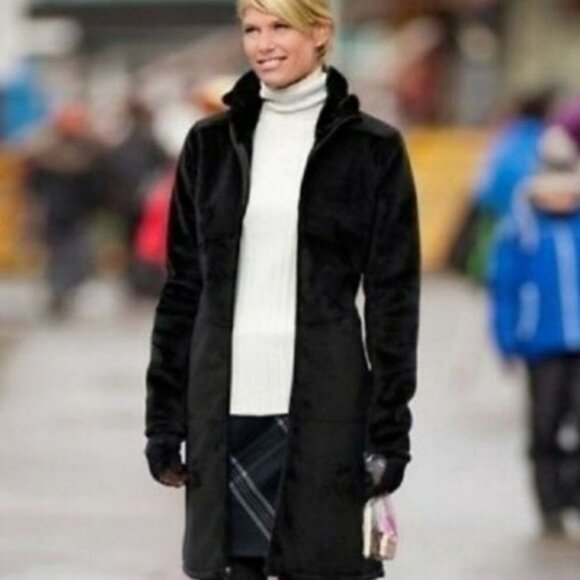 Athleta Minka Plush Midline Fleece Coat in Olive Green Cozy Warm Women's Large - Picture 2 of 7